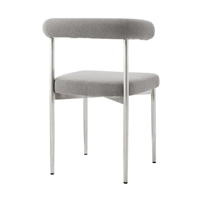 Set of Two Gray And Silver Upholstered Polyester Open Back Dining Side Chairs