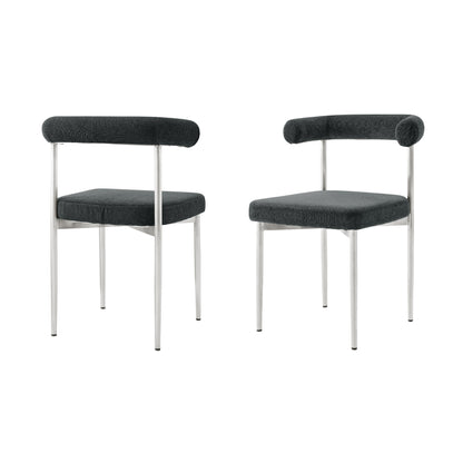 Set of Two Gray And Silver Upholstered Polyester Open Back Dining Side Chairs