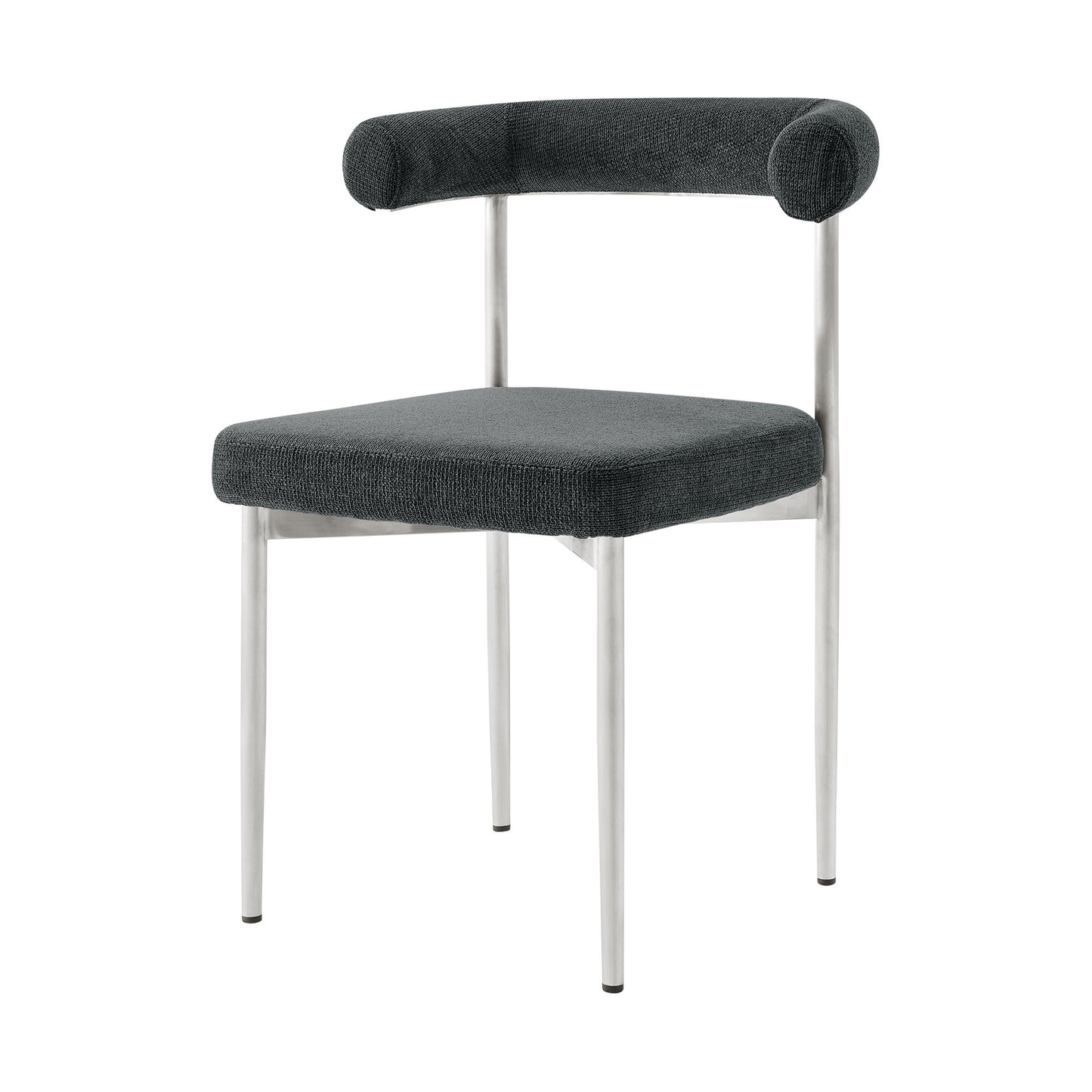 Set of Two Gray And Silver Upholstered Polyester Open Back Dining Side Chairs