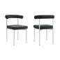 Set of Two Gray And Silver Upholstered Polyester Open Back Dining Side Chairs