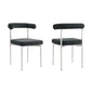 Set of Two Gray And Silver Upholstered Polyester Open Back Dining Side Chairs