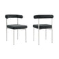Set of Two Gray And Silver Upholstered Polyester Open Back Dining Side Chairs