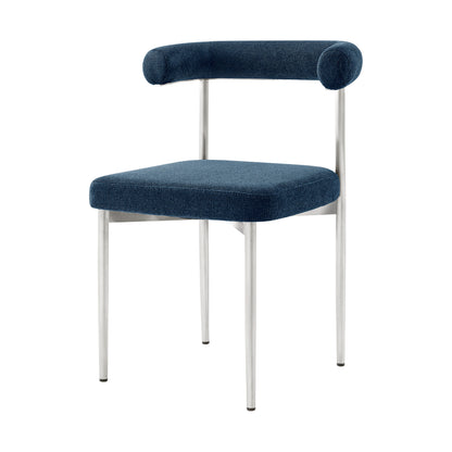 Set of Two Blue And Silver Upholstered Polyester Open Back Dining Side Chairs