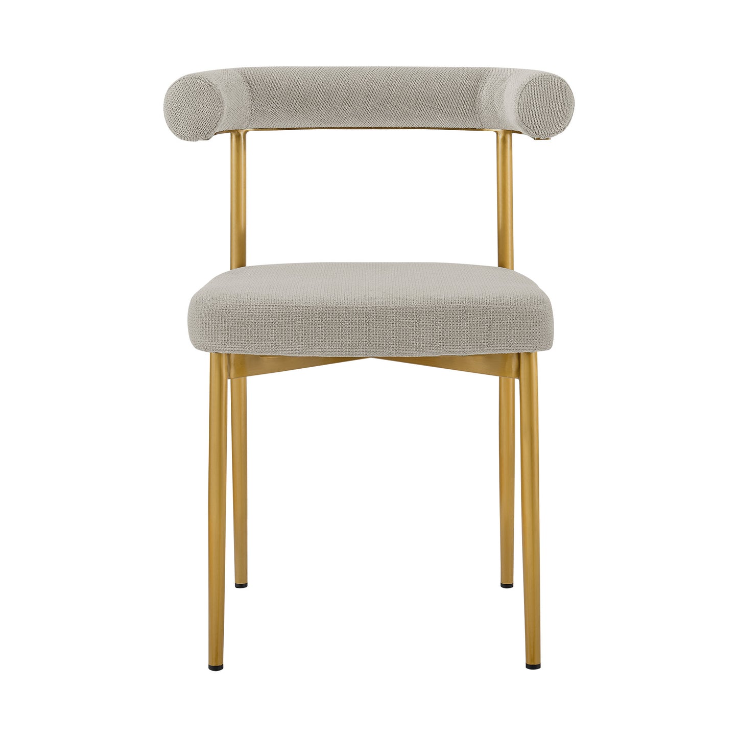 Set of Two Gray And Gold Upholstered Polyester Open Back Dining Side Chairs