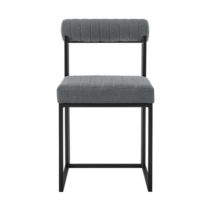 Set of Two Gray And Black Upholstered Polyester Open Back Dining Side Chairs