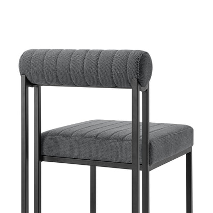 Set of Two Gray And Black Upholstered Polyester Open Back Dining Side Chairs