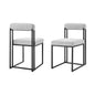 Set of Two Gray And Black Upholstered Polyester Open Back Dining Side Chairs