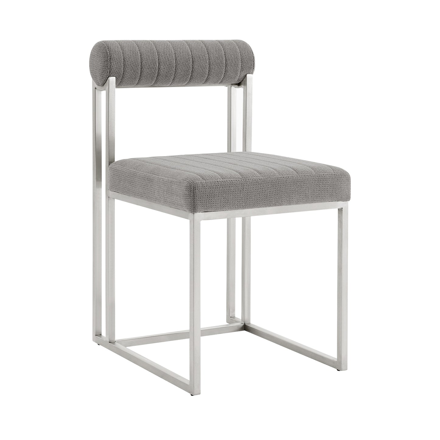 Set of Two Gray And Silver Upholstered Polyester Open Back Dining Side Chairs