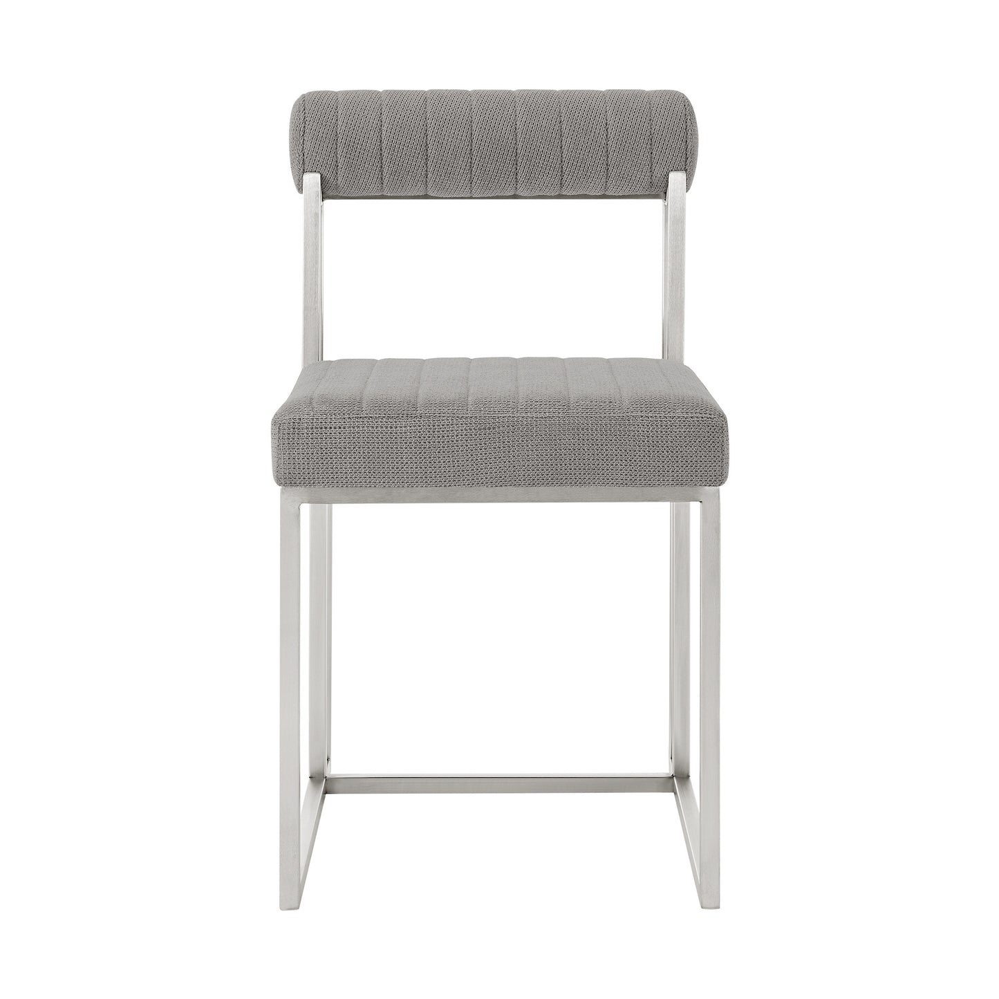 Set of Two Gray And Silver Upholstered Polyester Open Back Dining Side Chairs