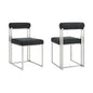 Set of Two Gray And Silver Upholstered Polyester Open Back Dining Side Chairs