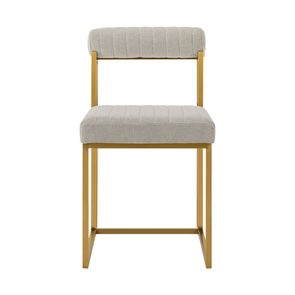 Set of Two Gray And Gold Upholstered Polyester Open Back Dining Side Chairs