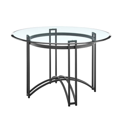 48" Clear And Black Glass And Iron Round Top Dining Table