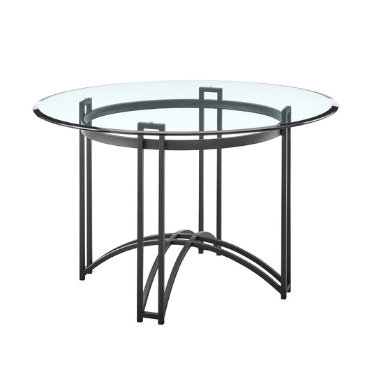 48" Clear And Black Glass And Iron Round Top Dining Table