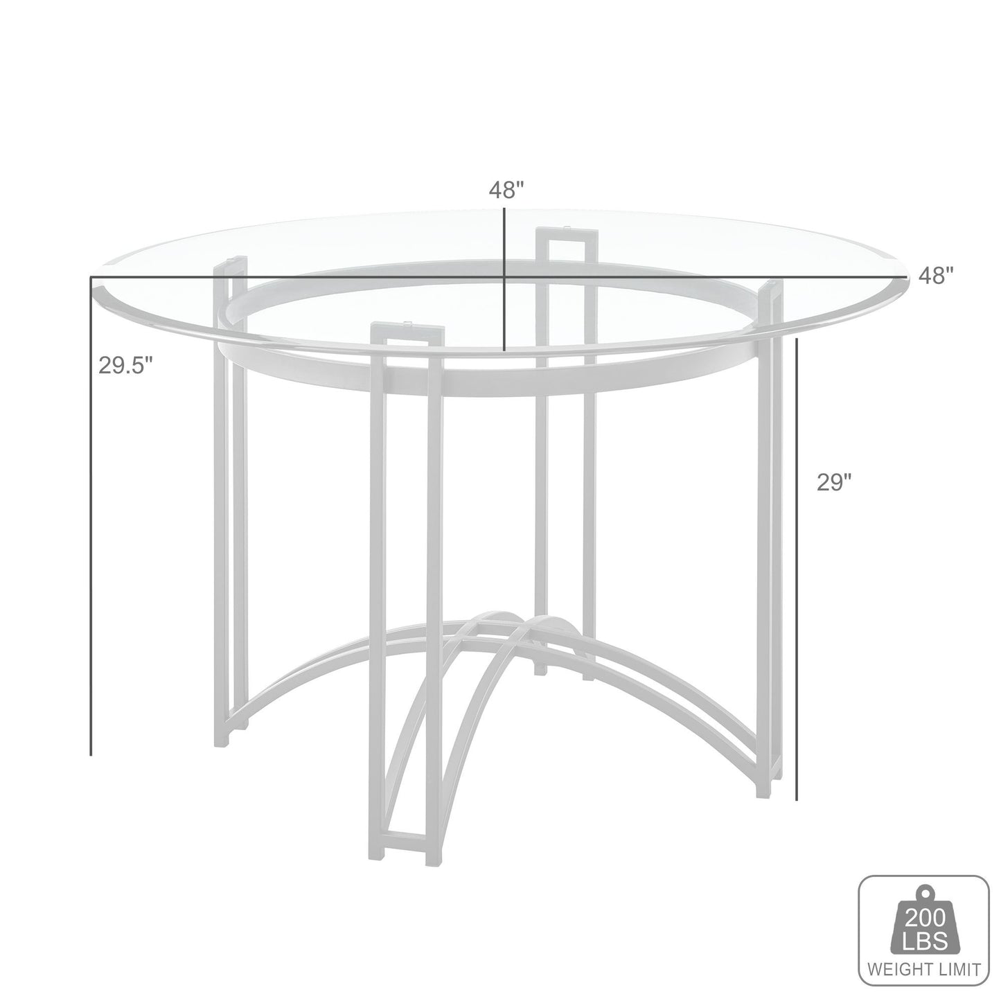 48" Clear And Black Glass And Iron Round Top Dining Table