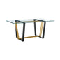 72" Clear And Gold Glass And Iron Sled Base Dining Table
