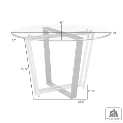 48" Clear And Black Glass And Iron Sled Base Round Top Dining Table