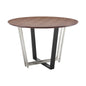 48" Brown And Black Iron Sled Base Round Top Dining Table