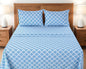 Four Piece Blue and White Quatrefoil Microfiber California King Sheet Set