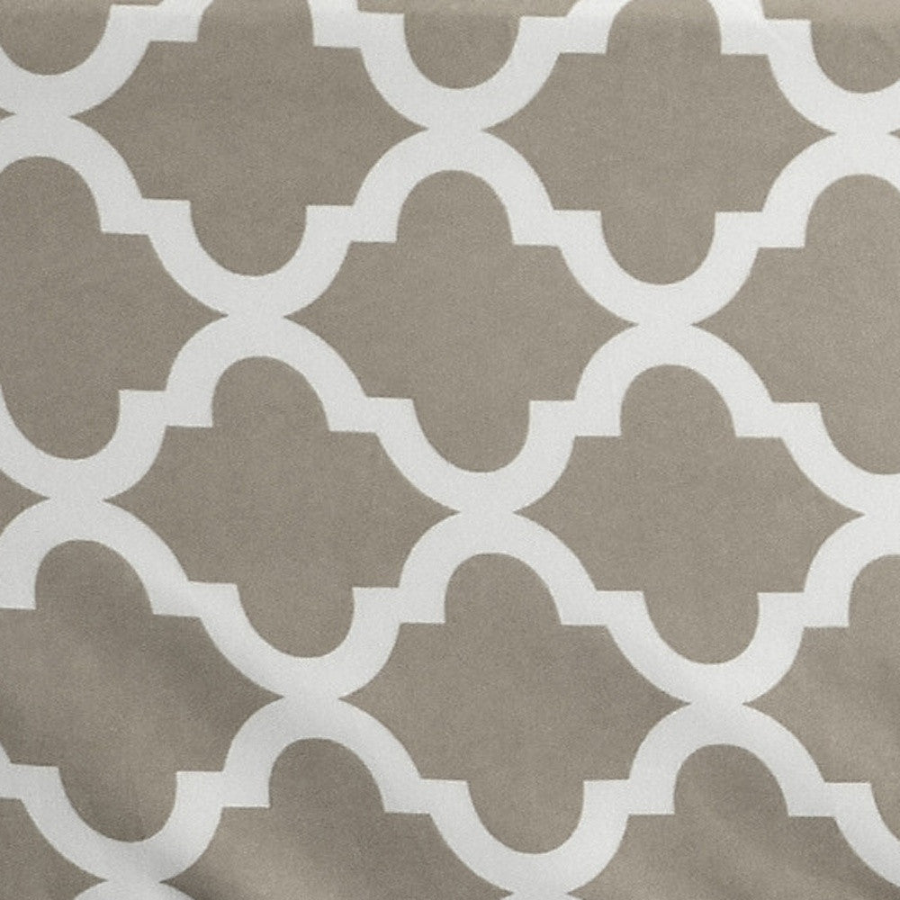 Four Piece Beige and White Quatrefoil Microfiber California King Sheet Set