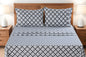 Four Piece White and Charcoal Quatrefoil Microfiber California King Sheet Set