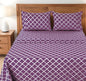 Four Piece Purple and White Quatrefoil Microfiber Queen Sheet Set