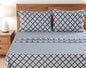 Four Piece White and Charcoal Quatrefoil Microfiber Queen Sheet Set