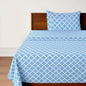 Three Piece Blue and White Quatrefoil Microfiber Twin Sheet Set