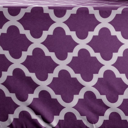 Three Piece Purple and White Quatrefoil Microfiber Twin Sheet Set