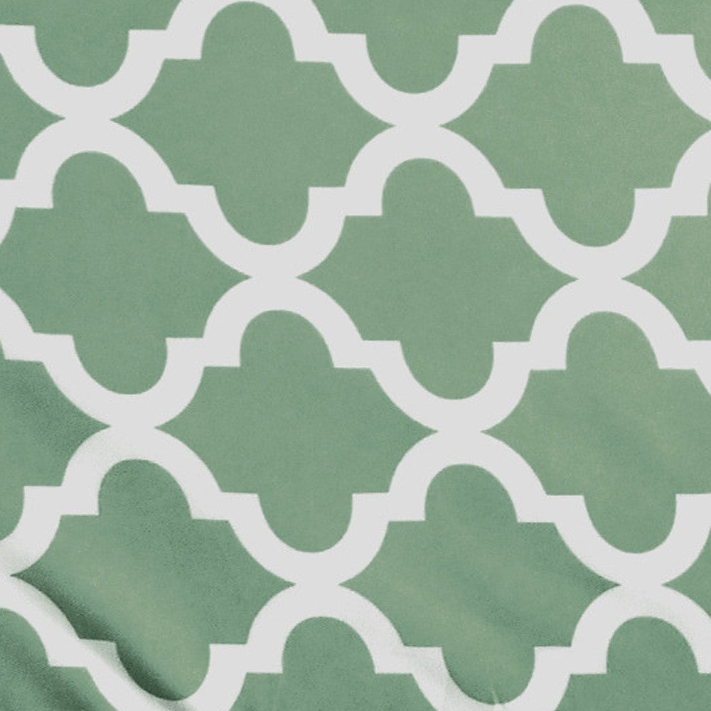 Three Piece Green and White Quatrefoil Microfiber Twin Sheet Set