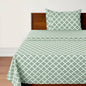 Three Piece Green and White Quatrefoil Microfiber Twin Sheet Set