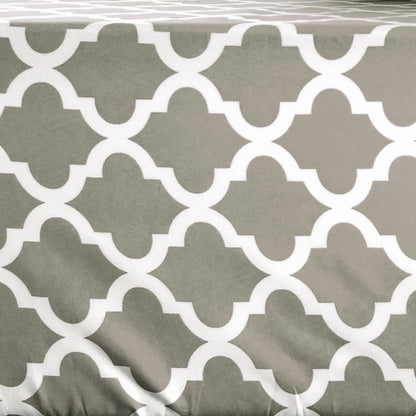 Three Piece Beige and White Quatrefoil Microfiber Twin Sheet Set