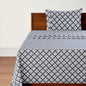 Three Piece White and Charcoal Quatrefoil Microfiber Twin Sheet Set