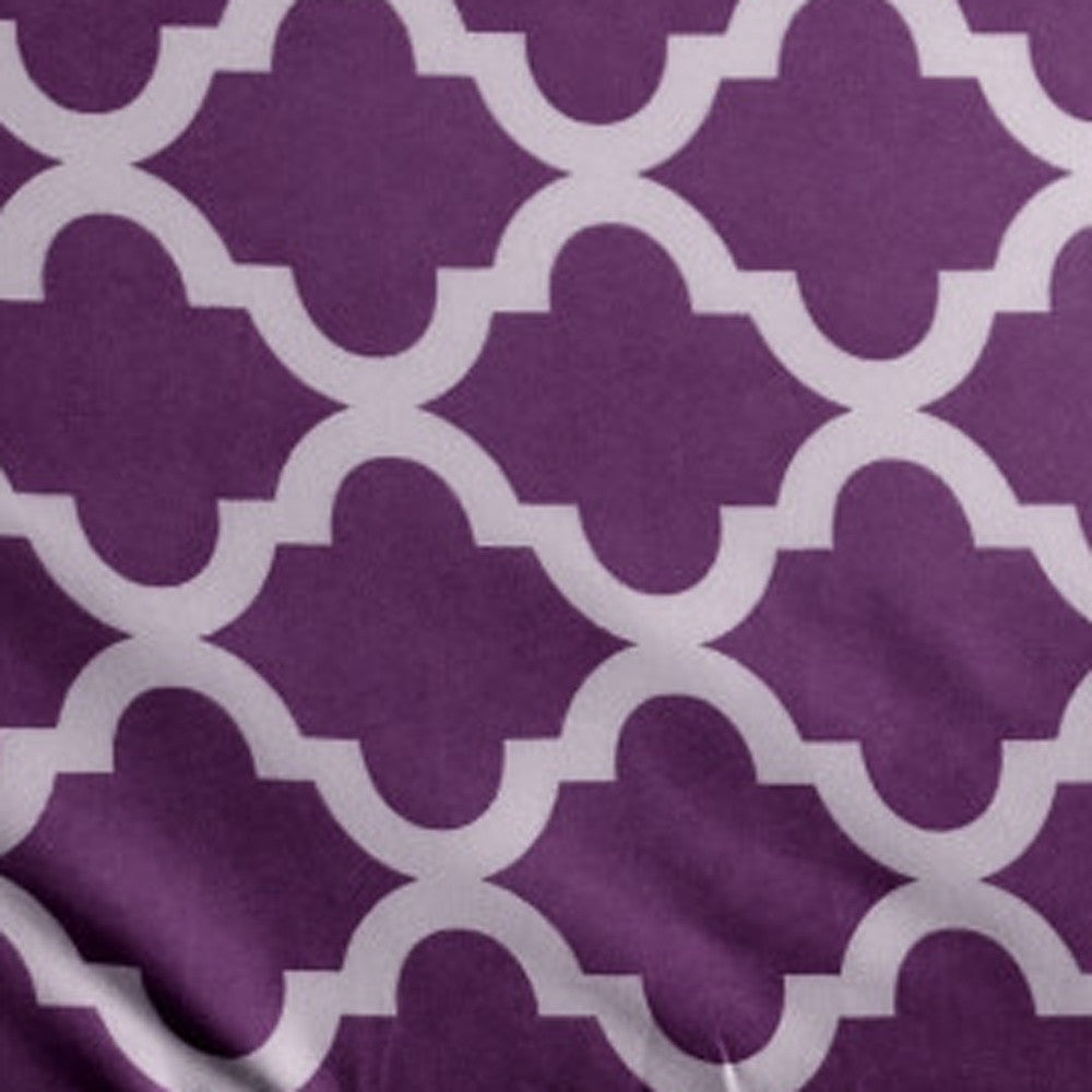 Three Piece Purple and White Quatrefoil Microfiber Twin XL Sheet Set