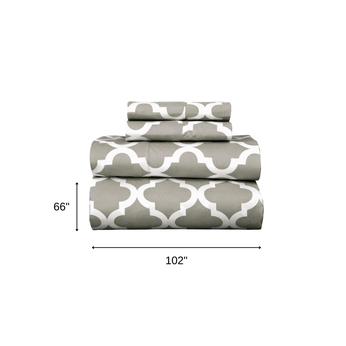 Three Piece Beige and White Quatrefoil Microfiber Twin XL Sheet Set