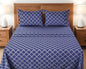 Four Piece Navy and White Quatrefoil Microfiber California King Sheet Set