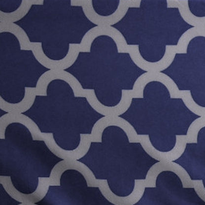 Four Piece Navy and White Quatrefoil Microfiber California King Sheet Set