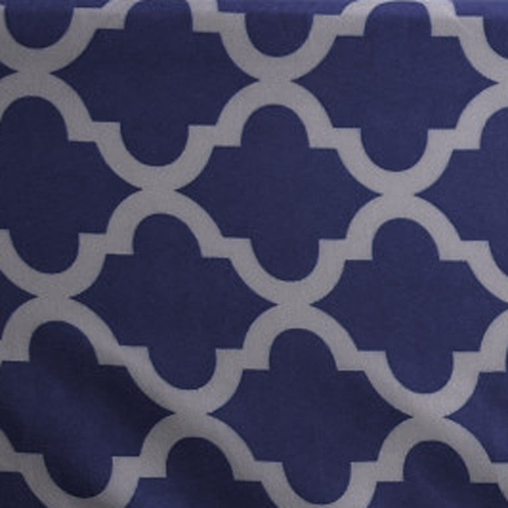 Four Piece Navy and White Quatrefoil Microfiber Full Double Sheet Set