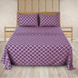 Four Piece Purple and White Quatrefoil Microfiber Full Double Sheet Set