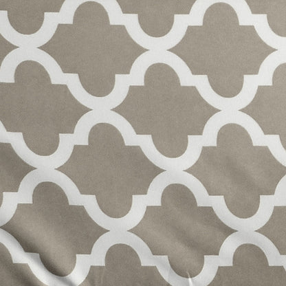 Four Piece Beige and White Quatrefoil Microfiber Full Double Sheet Set