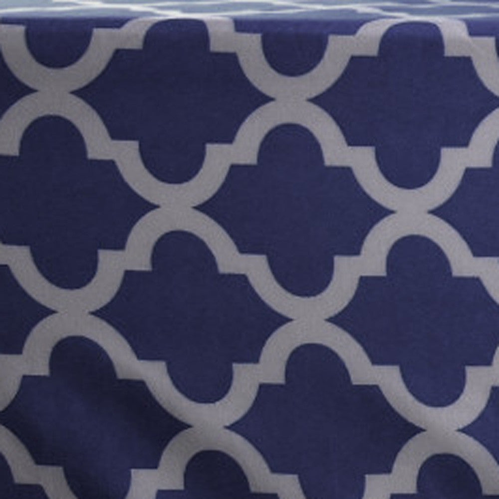 Four Piece Navy and White Quatrefoil Microfiber King Sheet Set