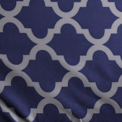 Four Piece Navy and White Quatrefoil Microfiber Queen Sheet Set