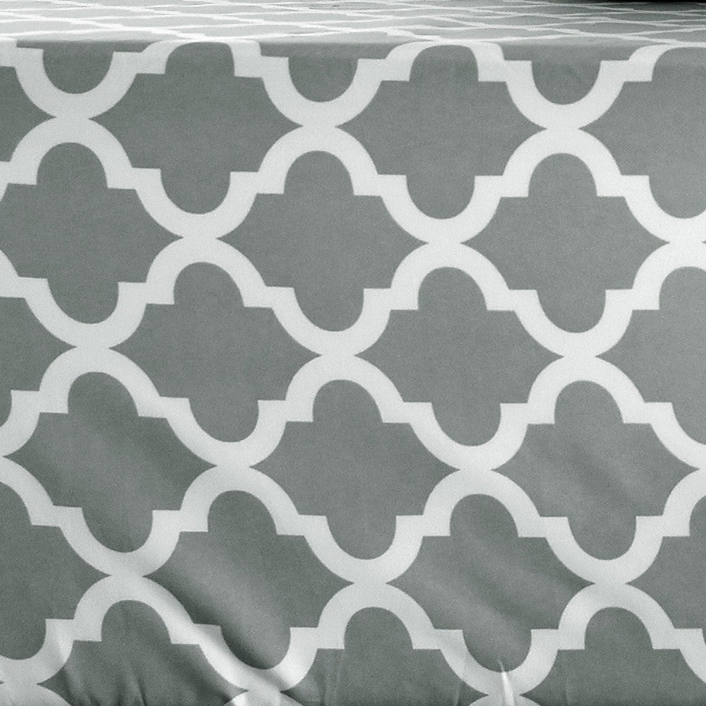 Three Piece Gray and White Quatrefoil Microfiber Sheet Set