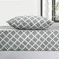 Three Piece Gray and White Quatrefoil Microfiber Sheet Set