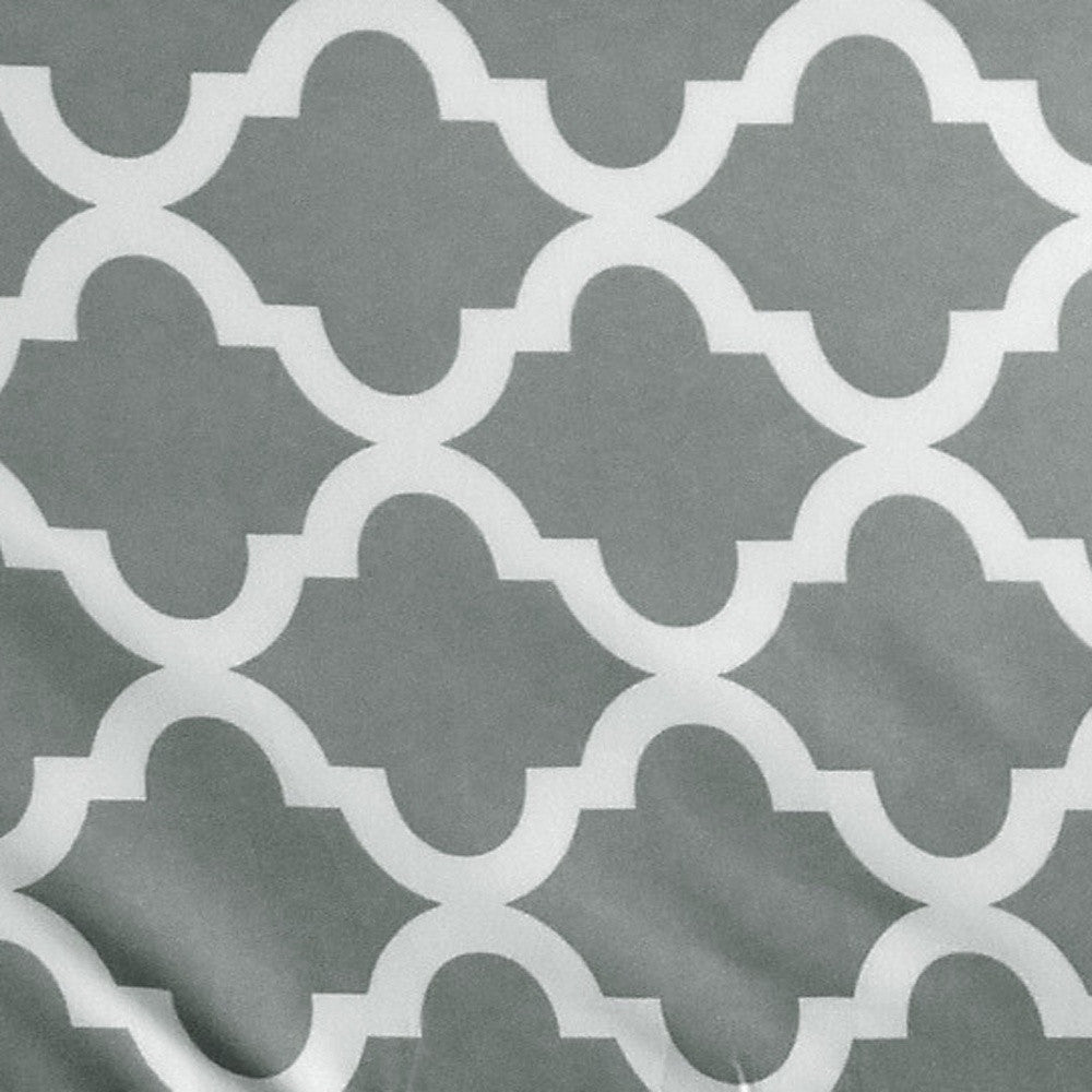 Three Piece Gray and White Quatrefoil Microfiber Sheet Set