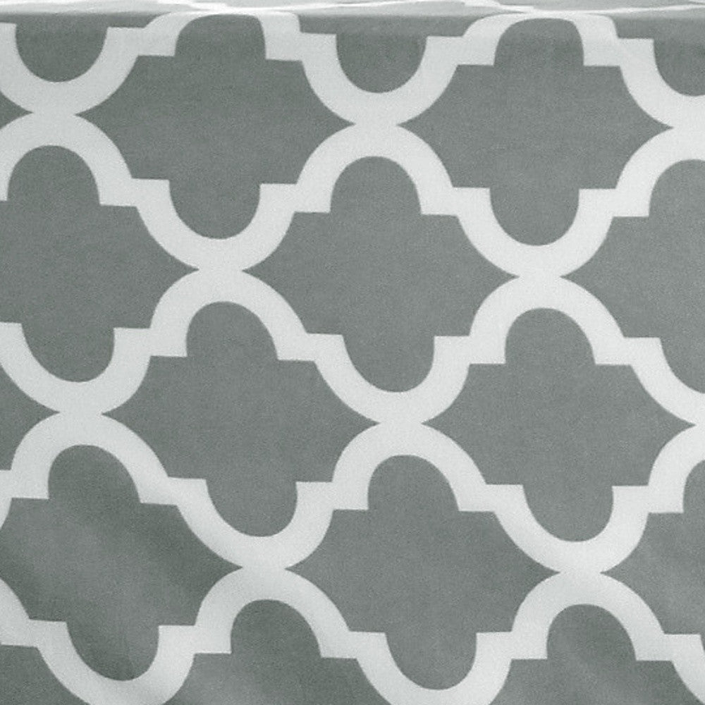 Three Piece Gray and White Quatrefoil Microfiber Twin XL Sheet Set