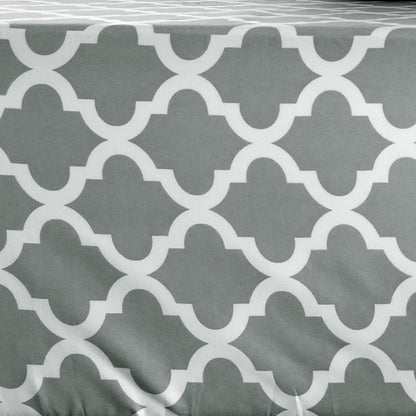 Three Piece Gray and White Quatrefoil Microfiber Twin XL Sheet Set