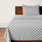 Three Piece Gray and White Quatrefoil Microfiber Twin XL Sheet Set