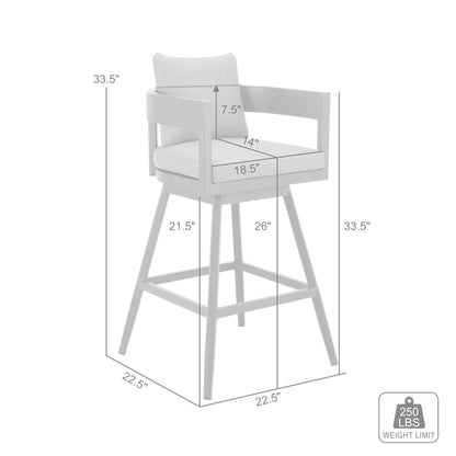 34" Dark Gray Metal Swivel Low back Outdoor Counter Height Bar chair with Footrest