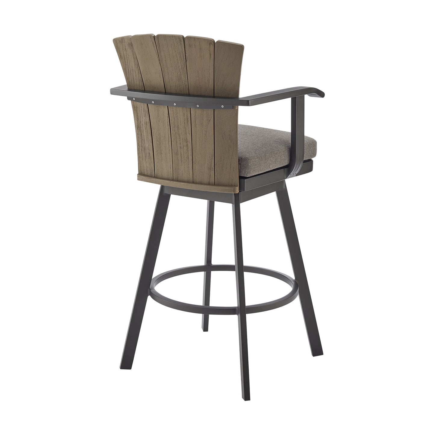 44" Charcoal Metal Swivel Outdoor Bar Height chair with Footrest