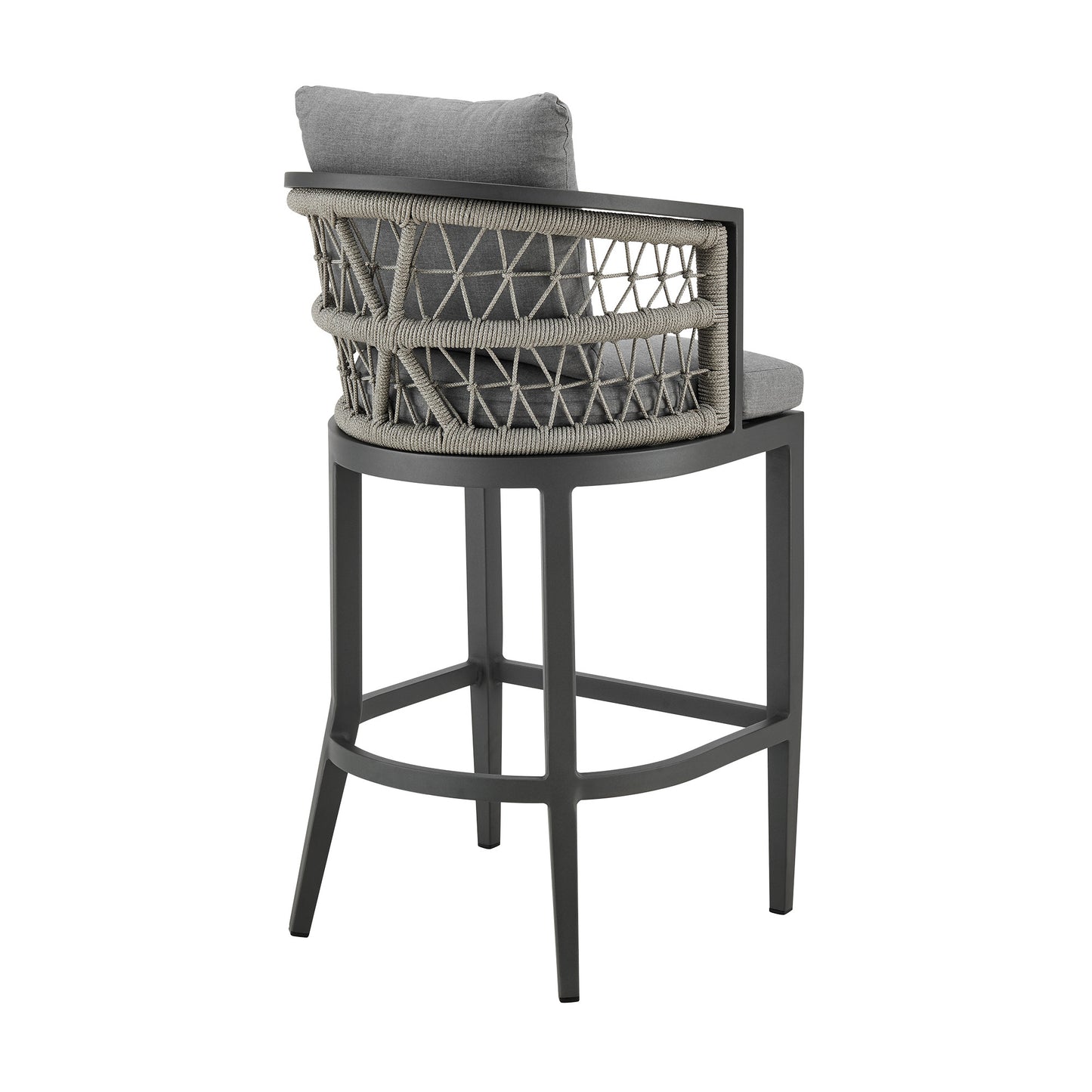 37" Gray Metal Outdoor Counter Height Bar chair with Footrest